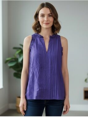 Conbipel silk Purple Ruffled Sleeveless Blouse Italy